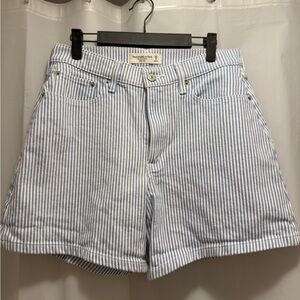 Abercrombie & Fitch Blue and White Striped Jean Shorts